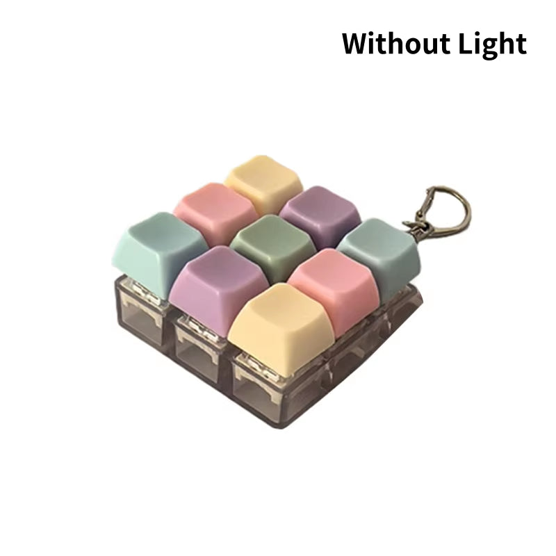 4/9 Keys Mechanical Keyboard Axis Tester LED Keyboard Key Toy Stress Relief DIY Button Keycap Fidget Keychain Toys Gift