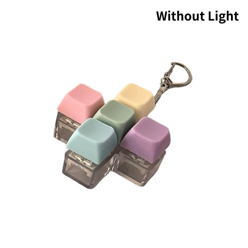 4/9 Keys Mechanical Keyboard Axis Tester LED Keyboard Key Toy Stress Relief DIY Button Keycap Fidget Keychain Toys Gift