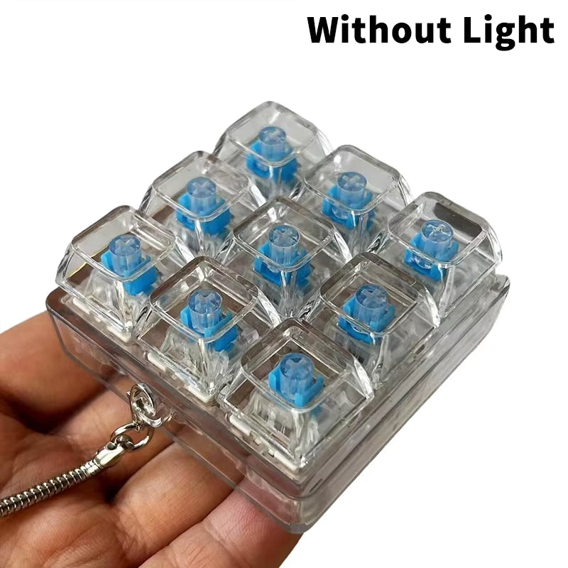 4/9 Keys Mechanical Keyboard Axis Tester LED Keyboard Key Toy Stress Relief DIY Button Keycap Fidget Keychain Toys Gift